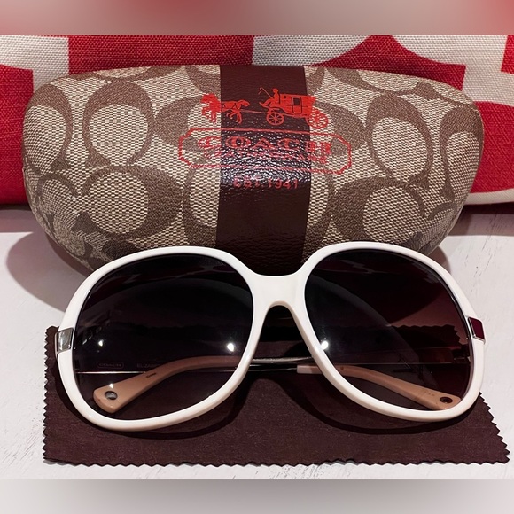 Coach Ivory Sunglasses with Black Lenses - Picture 1 of 16